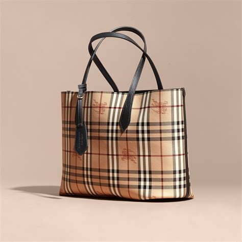 burberry small brit check leather tote black|burberry leather brown tote bag.